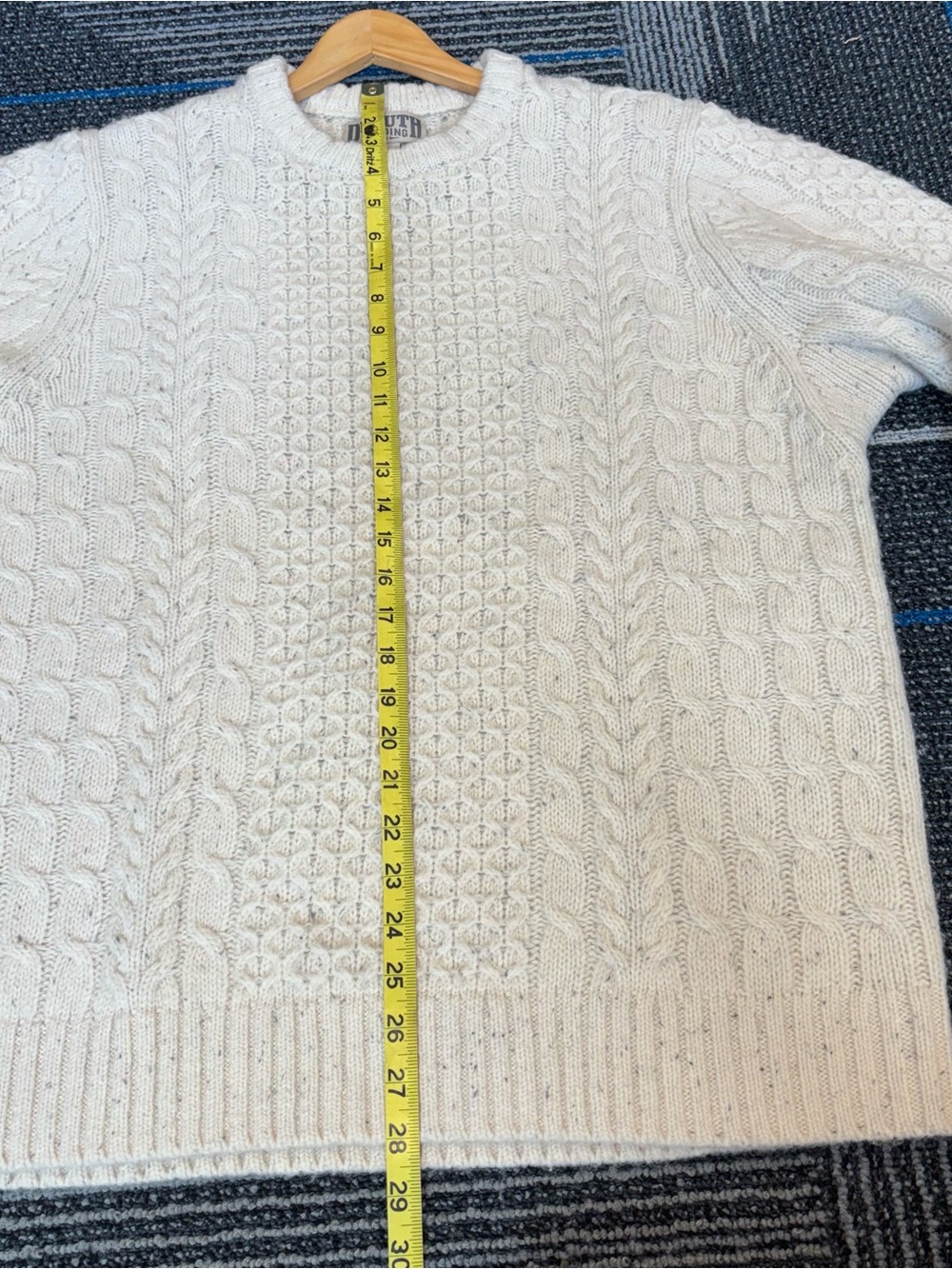 Duluth 100% Shetland Wool Fisherman Cable Knit Sweater Large - Picture 10 of 11